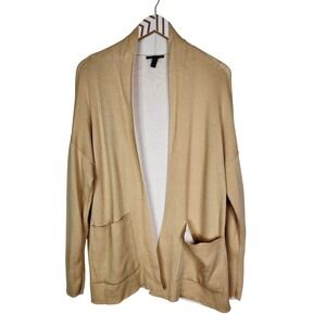 EILEEN FISHER Sweater Womens XXS Beige Open Front Cardigan Organic Cotton Tencel